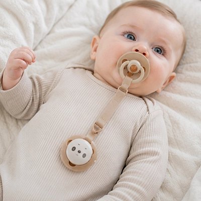 Attache tetine beige