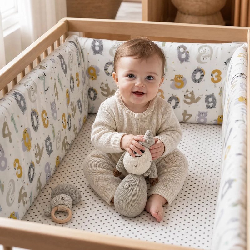 bébé dans son lit avec Tour de lit