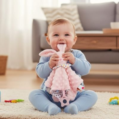bébé porte son Doudou bebe 