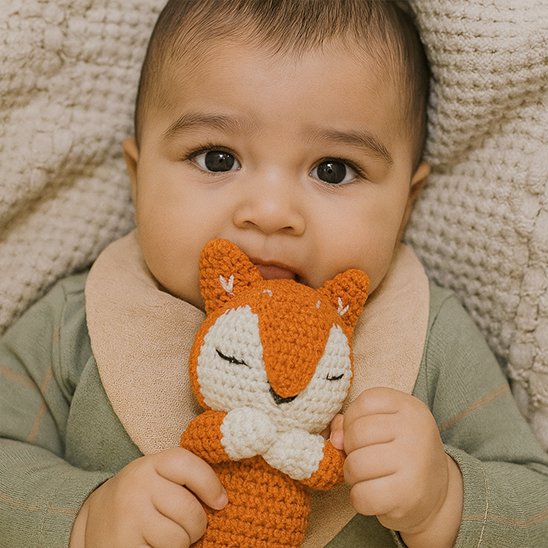 bébé prend son Doudou bebe