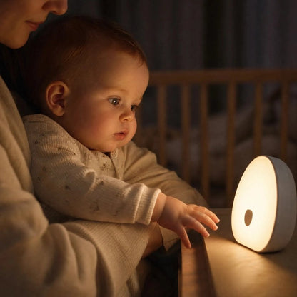 bébé regarde la Veilleuse bruit blanc