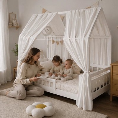 Ciel de lit bébé blanc