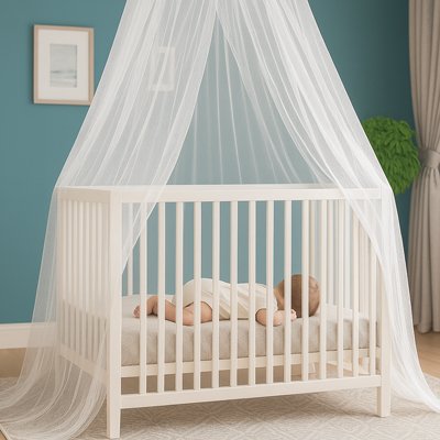 Ciel de lit bébé blanc