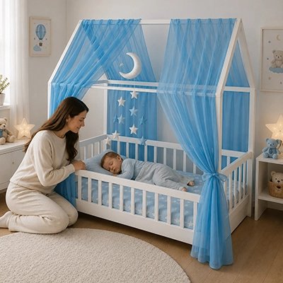 Ciel de lit enfant bleu