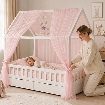 Ciel de lit enfant rose