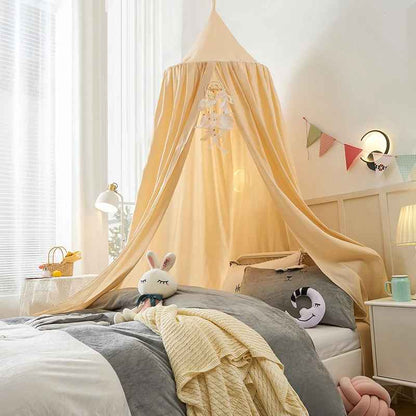 ciel de lit bébé cabane jaune