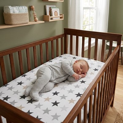 Drap housse lit bebe étoile