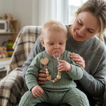 Maman et son bébé avec Attache tétine