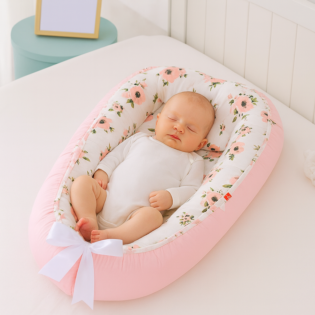bébé dort réducteur de lit fleurie