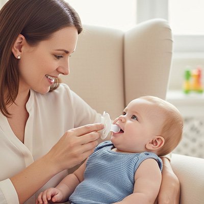 Tétine bébé avec maman
