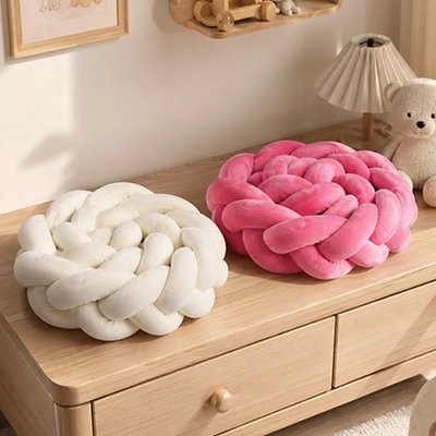 Tour de lit tresse blanc et rose