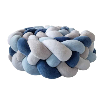 tresse de lit bleu et gris