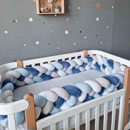 tresse de lit bleu et blanc