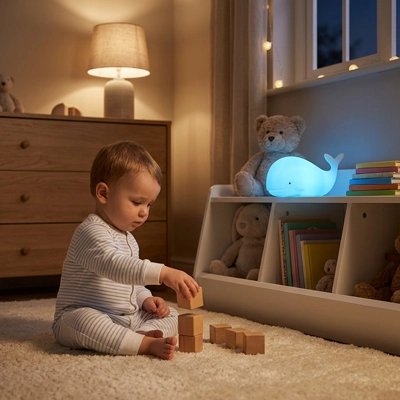Veilleuse baleine pour bébé bleu