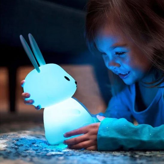 Veilleuse bébé lapin couleur bleu